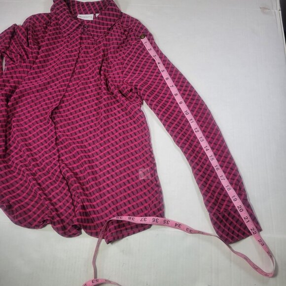 Liz Claiborne Petite Pink & Purple Checkered Button-Down Blouse Size PM - Picture 6 of 9